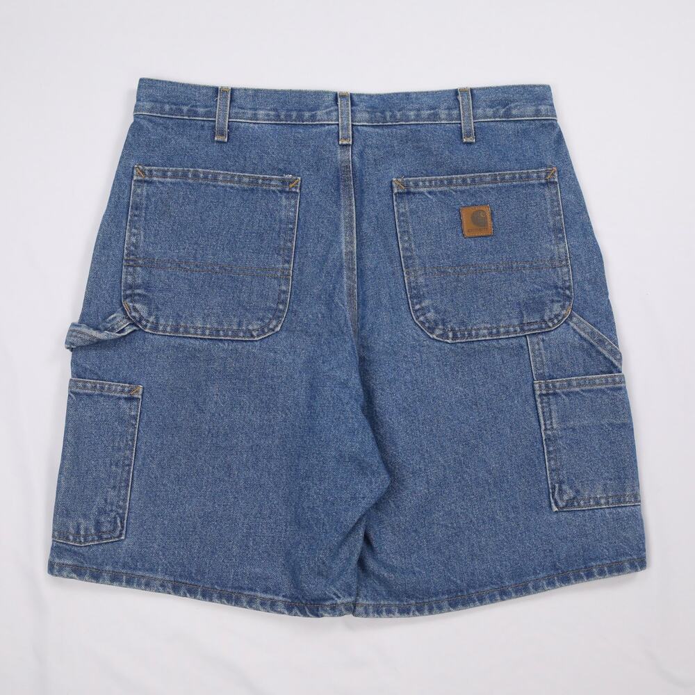 Vintage Carhartt B29 STW Faded Blue Denim Carpenter Jean Shorts Size 34